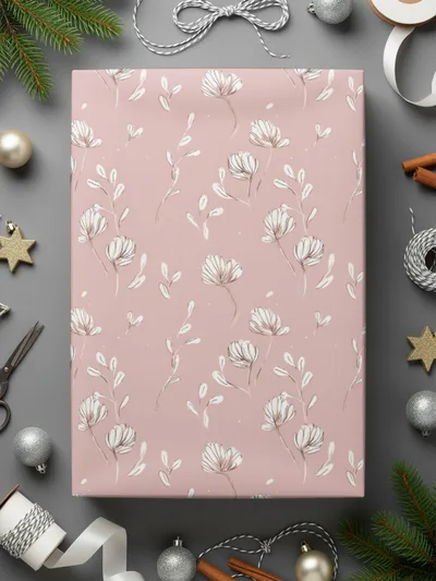 Elegant Pink Floral Pattern Gift Wrapping Paper