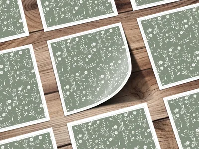 Green Floral Pattern Sticker Sheets for Crafts and Décor
