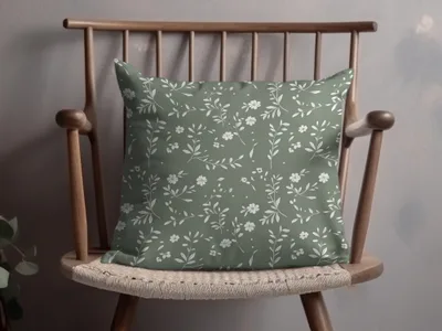 Green Floral Pattern Decorative Throw Pillow Product