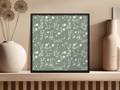 Floral Patterned Framed Artwork for Home Wall Decor