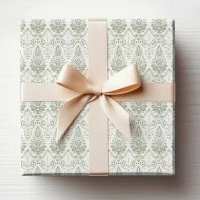 Elegant Patterned Gift Box with Ribbon Details