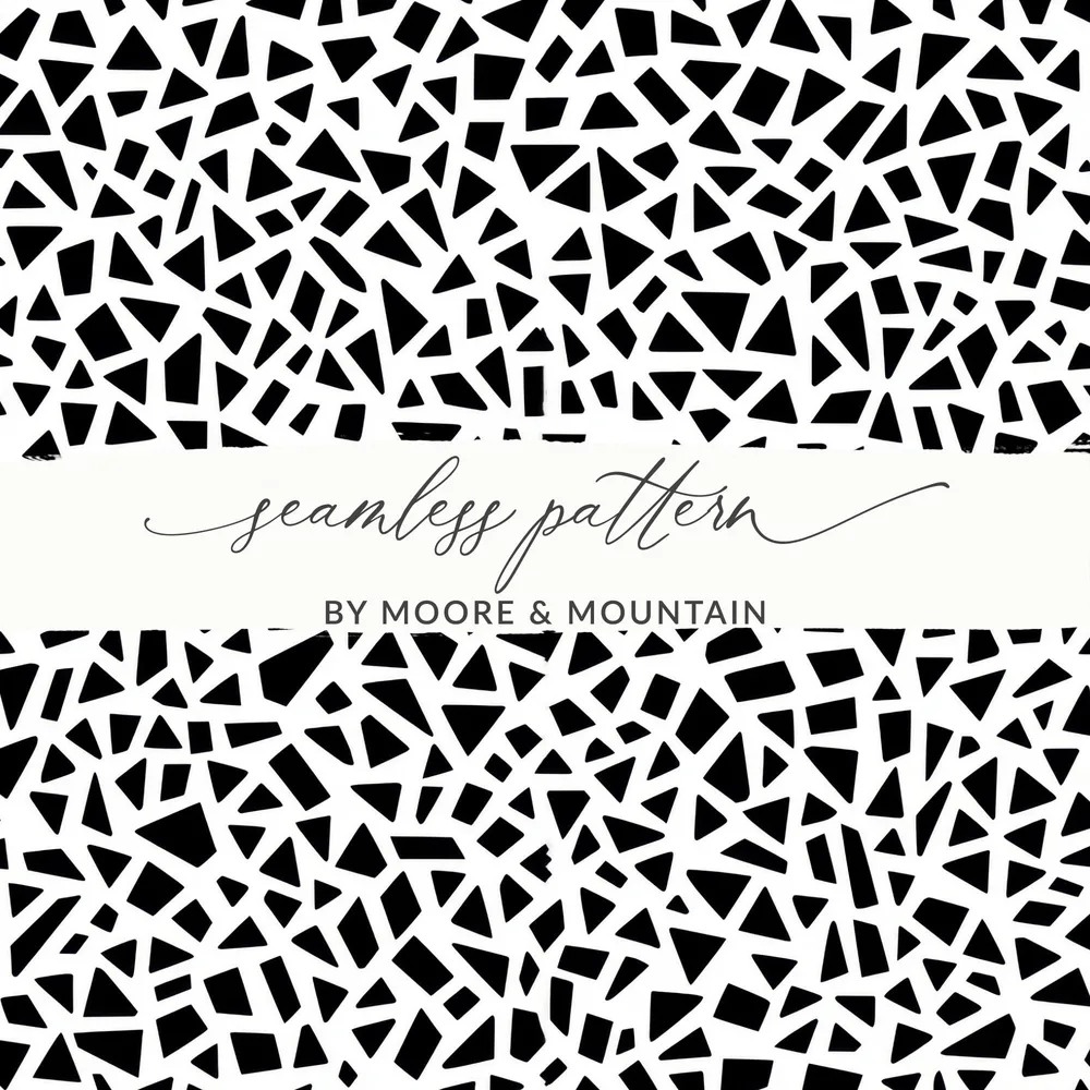 Geometric Digital Paper, Seamless Pattern, Modern Background, Black and White Terrazo Pattern Seamless Stained Glass Geometric Pattern - Moore and Mountain