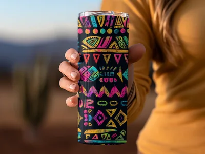 Colorful Geometric Pattern Insulated Tumbler Travel Cup
