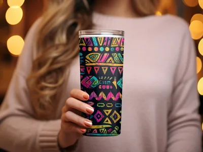 Vibrant Geometric Pattern Insulated Tumbler Cup Product