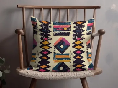 Vibrant Geometric Pattern on Throw Pillow Product