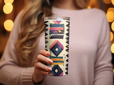 Stylish Geometric Pattern Insulated Tumbler Cup