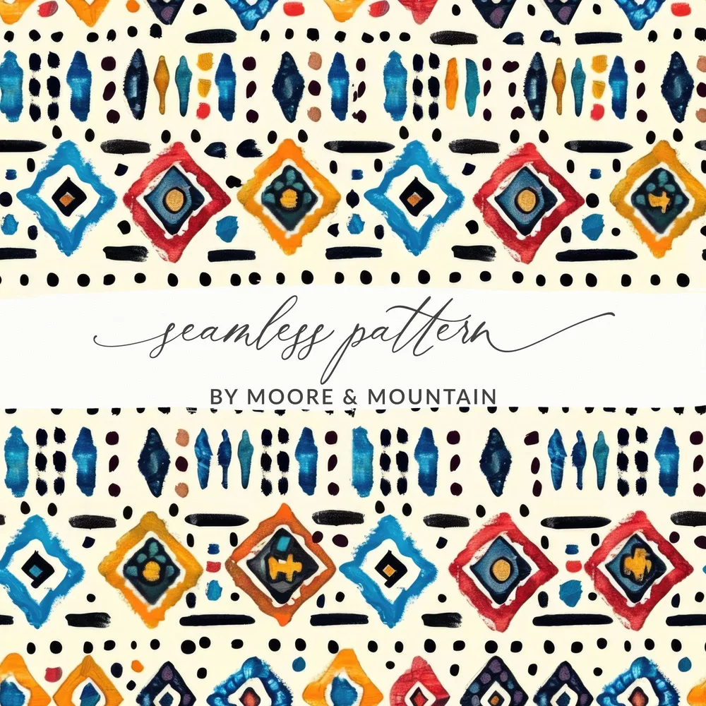 Colorful Geometric Seamless Pattern by Moore Mountain