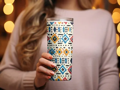 Vibrant Geometric Patterned Insulated Tumbler