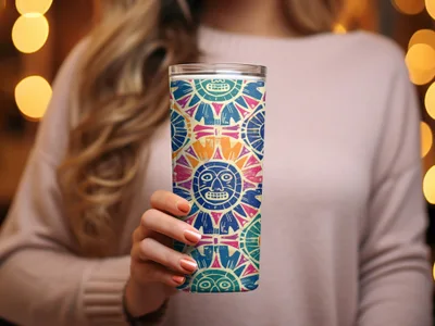 Colorful Geometric Sunburst Design Tumbler Product