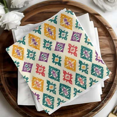Colorful Geometric Floral Pattern Table Napkin