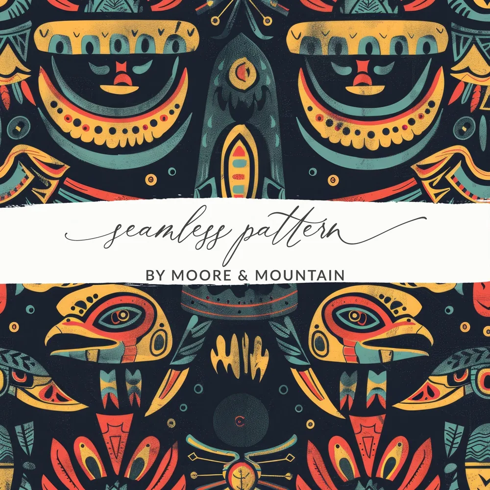 Vibrant Tribal Themed Seamless Pattern by Moore & Mountain