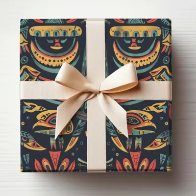 Vibrant Tribal Print Gift Wrapping Product for Any Celebration