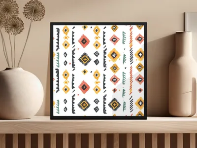 Vibrant Geometric Pattern Framed Wall Print Decor