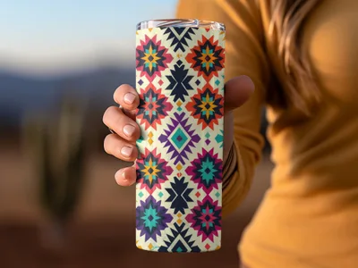 Colorful Geometric Pattern Insulated Tumbler Product