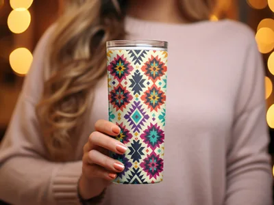 Colorful Geometric Pattern Tumbler Mug for Daily Use