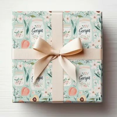 Delicate Floral and Peach Georgia Gift Wrap Paper