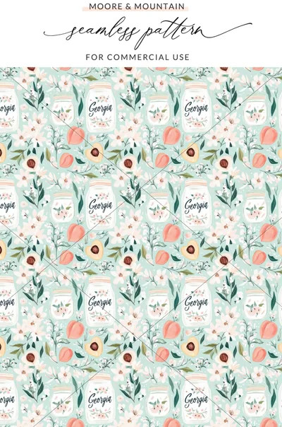 Georgia Floral Peach Seamless Pattern for Commercial Use