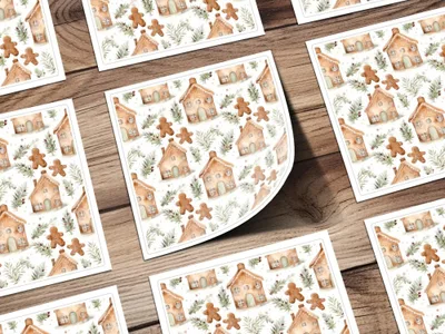 Gingerbread House Seamless Pattern Digital Paper, Christmas Winter Digital Download, Holiday Scrapbook Paper, Cute Festive Background - Moore and Mountain