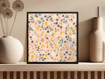 Vibrant Floral Print in Black Frame Wall Art Decor