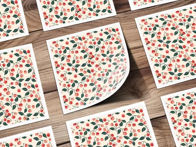 Vintage Cherry Pattern Printed Stationery Paper Sheets