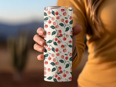 Cherry Pattern Insulated 20oz Tumbler Cup Travel Mug