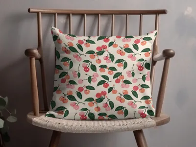 Colorful Cherry Pattern Decorative Pillow for Home Decor
