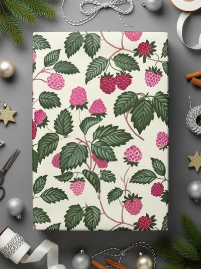 Vibrant Raspberry Patterned Gift Wrap Paper for Holiday