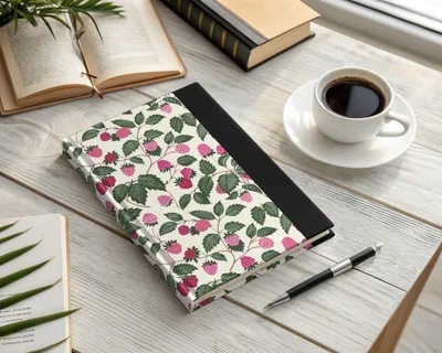 Raspberry Vine Pattern Hardcover Notebook
