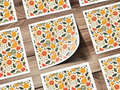Vibrant Fruit Pattern Illustrated Colored Paper Product