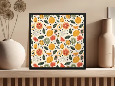 Colorful Citrus Fruit Pattern on White Background Art Print