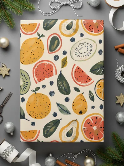 Festive Fruit Design Gift Wrapping Paper for All Occasions