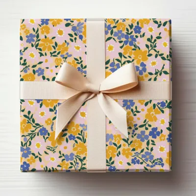 Floral Gift Box with Yellow and Blue Flowers