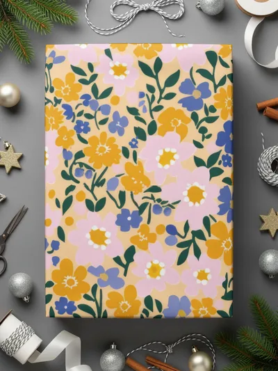 Colorful Floral Pattern Gift Wrap Perfect for Holidays