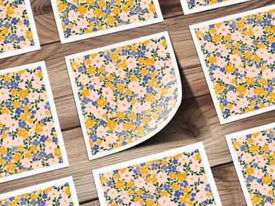 Floral Patterned Stickers with Blue and Yellow Flowers