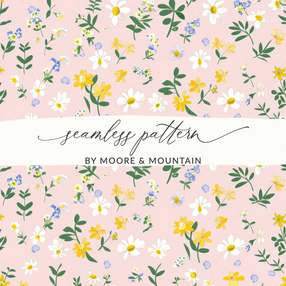 Floral Seamless Pattern with Yellow and White Flowers