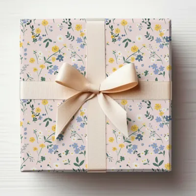 Floral Patterned Gift Wrap with Elegant Bow Design
