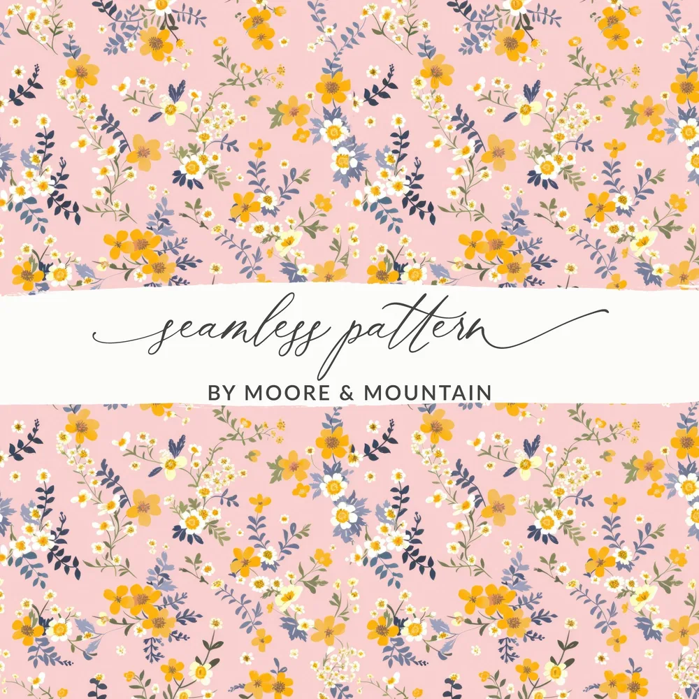 Pink Floral Seamless Pattern By Moore and Mountain