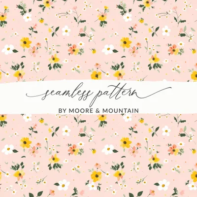 Girly Light Pink Spring Wildflowers Pattern Seamless Allover Pattern