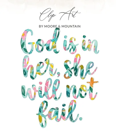 God is in her, she will not fail Digital Print | Christian Watercolor Scripture Art | Psalm 46:5 Bible Verse Wall Decor Gift SVG