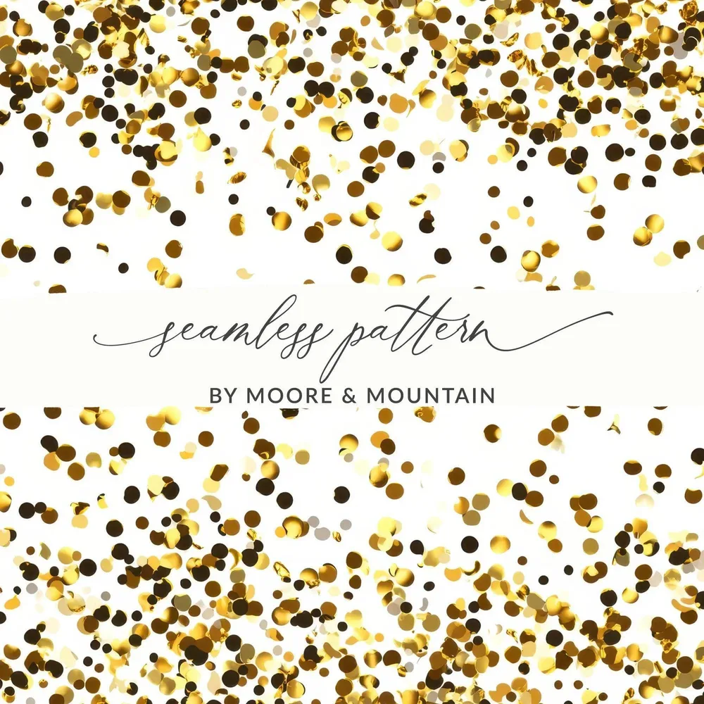 Gold Confetti Digital Paper, Seamless Pattern, Golden Dots Background, Scrapbook Paper, Glitter Texture, Party Decor, Digital Download - Moore and Mountain