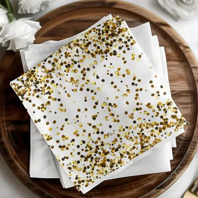 Gold Confetti Digital Paper, Seamless Pattern, Golden Dots Background, Scrapbook Paper, Glitter Texture, Party Decor, Digital Download - Moore and Mountain