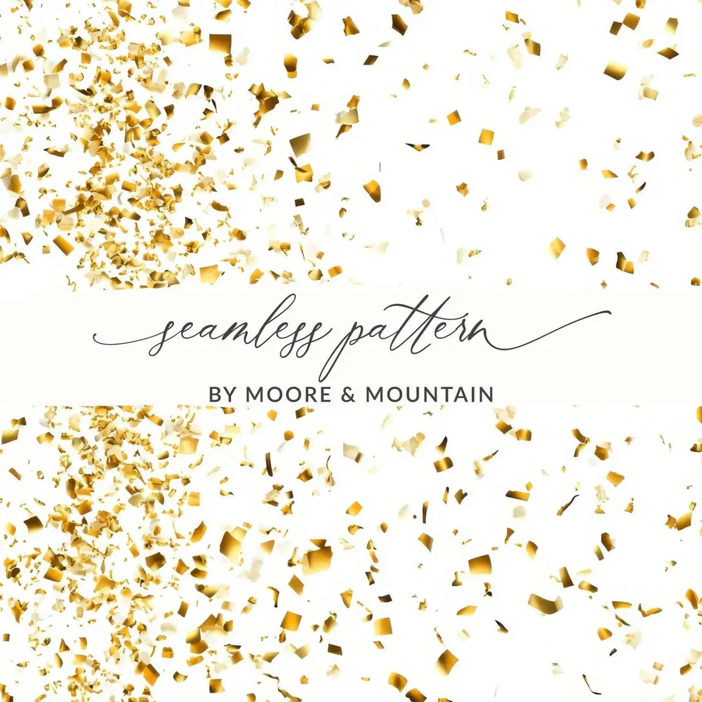 Gold Confetti Digital Paper, Seamless Pattern, Golden Party Background, Scrapbook Paper, Festive Design, Printable Digital Download - Moore and Mountain