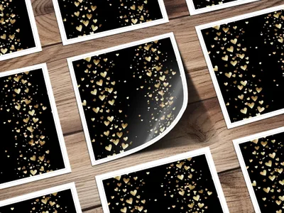 Gold Hearts Digital Paper, Seamless Valentine's Day Pattern, Black Background, Scrapbooking Paper, Fabric Design, Digital Download - Moore and Mountain