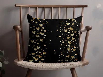 Gold Hearts Digital Paper, Seamless Valentine's Day Pattern, Black Background, Scrapbooking Paper, Fabric Design, Digital Download - Moore and Mountain