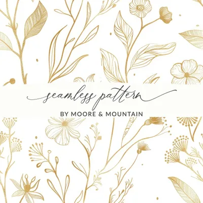 Golden Floral Seamless Pattern Digital Paper, Elegant Flowers, Gold Texture Design, 12x12 JPEG files, Printable Pattern, Digital Products