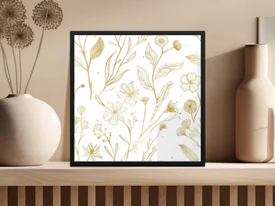 Golden Floral Seamless Pattern Digital Paper, Elegant Flowers, Gold Texture Design, 12x12 JPEG files, Printable Pattern, Digital Products - Moore and Mountain