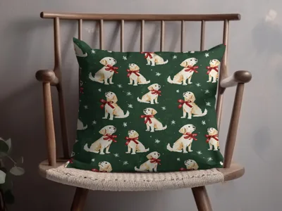 Golden Retrievers with Red Bows and Snowflakes Pattern Digital - Moore and Mountain