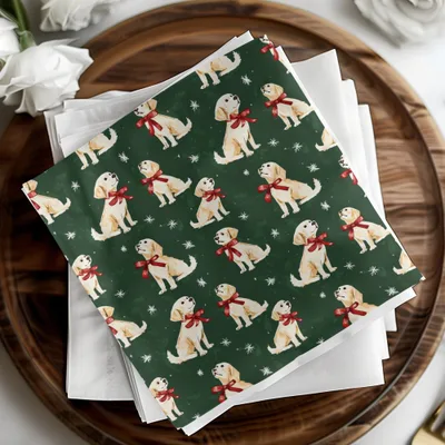 Golden Retrievers with Red Bows and Snowflakes Pattern Digital - Moore and Mountain