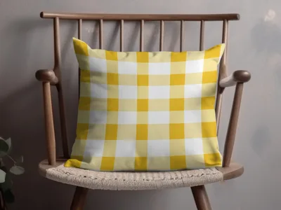 Yellow and White Checkerboard Pattern Pillow Product