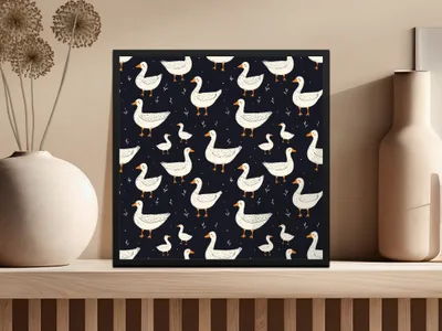 Goose Pattern Digital Paper, Cute Animal Print, Farmhouse Style Design, Seamless Surface Pattern, JPEG Files, for Fabric, Crafts - Moore and Mountain